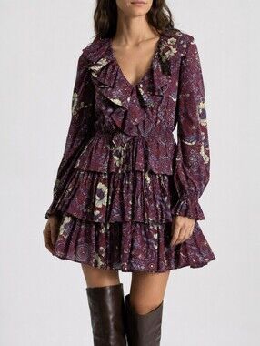 NWT Ulla Johnson Lola Floral Ruffle Mini Dress Boho Prairie 4